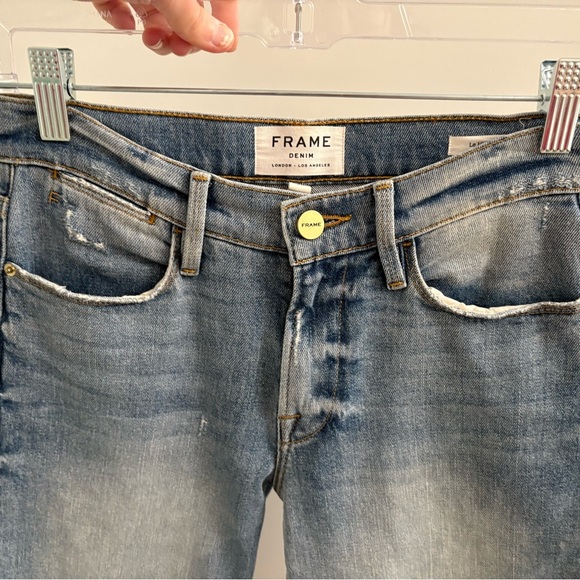 Frame Le High Straight In Surrey Jeans Raw Hem Edge Slit Ankle Size 25 - Picture 16 of 17